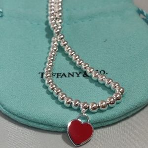 Tiffany & Co Sterling Silver Bead Heart Chain